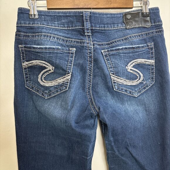 Silver Suki Mid Slim Boot W28/L33 Super Stretch Dark Blue Jeans - Picture 3 of 15